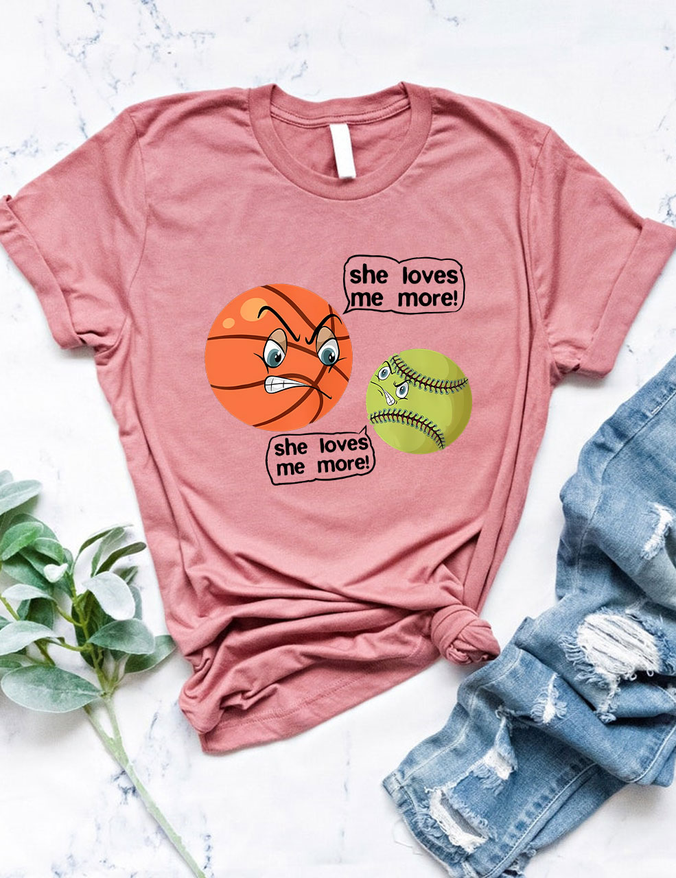 She Love Me Mores Softball Basketball Lvoers Basketball T-shirt