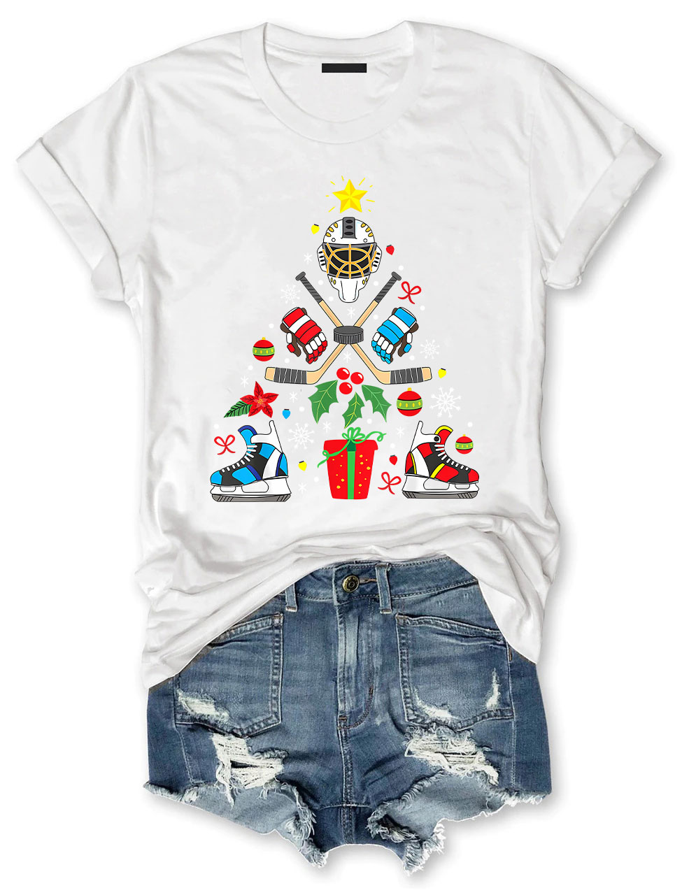 Christmas Ice Hockey Funny T-shirt
