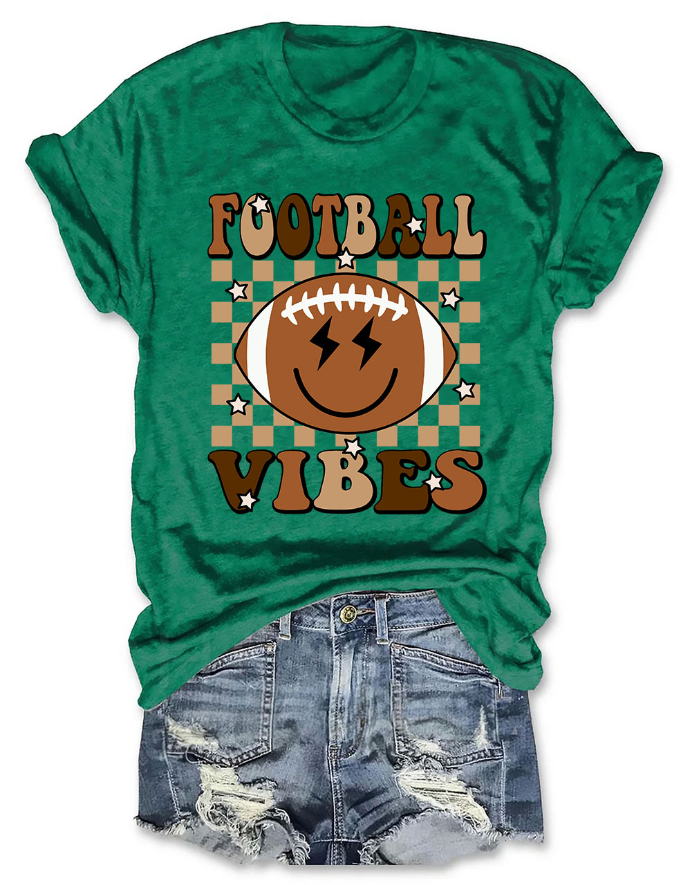 Smile Happy Face Football Vibes T-Shirt
