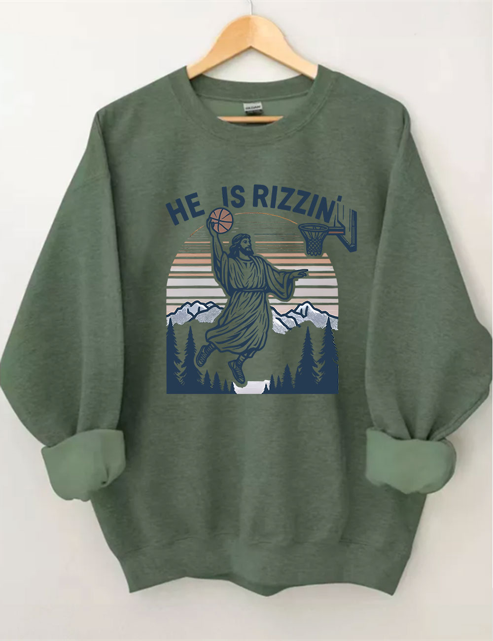 He is Rizzin Funny Jesus Playing Basketball Sweatshirt