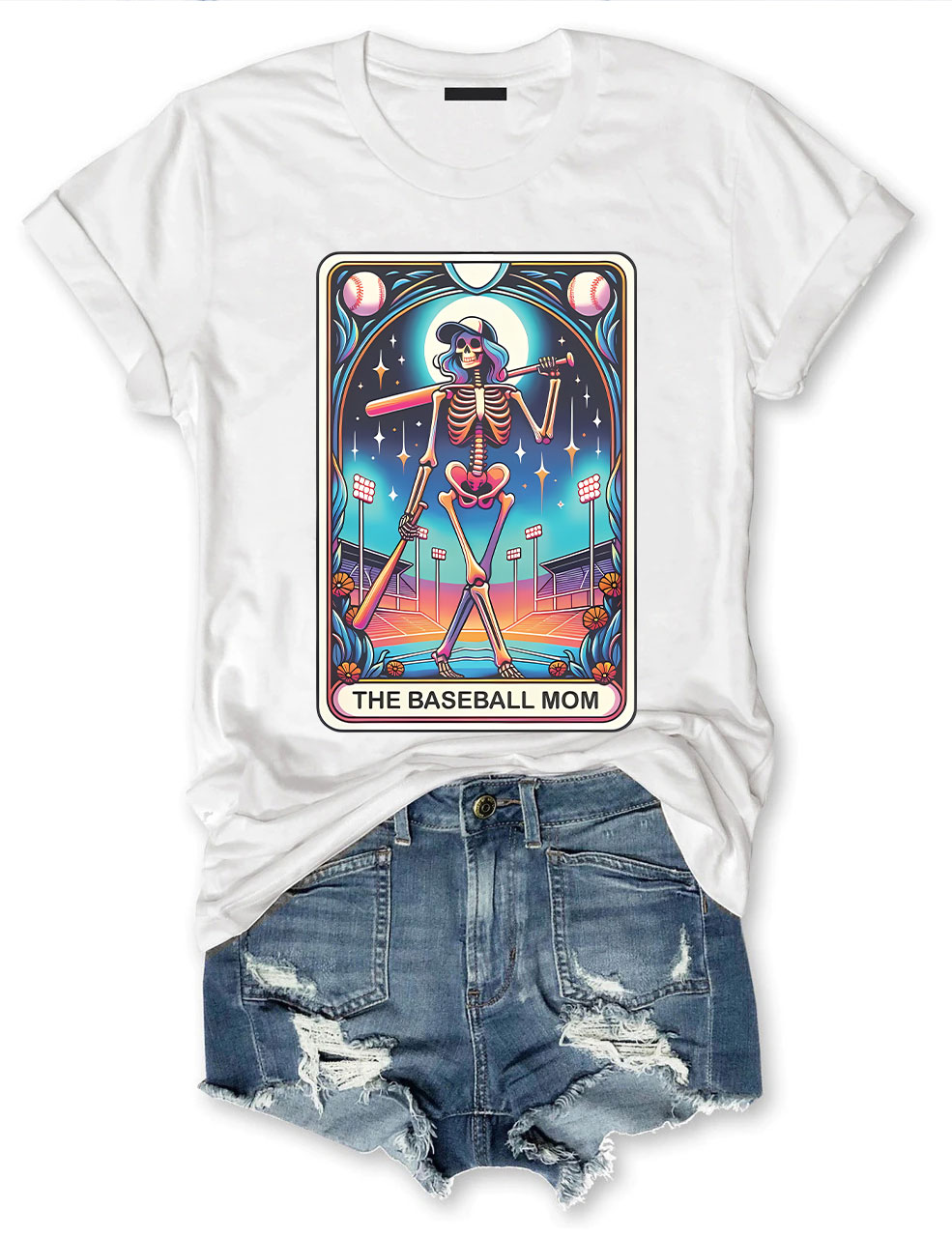 Skeleton Baseball Mom Tarot Card T-shirt