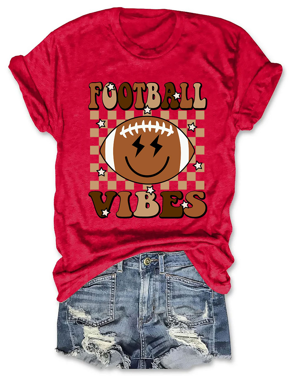 Smile Happy Face Football Vibes T-Shirt