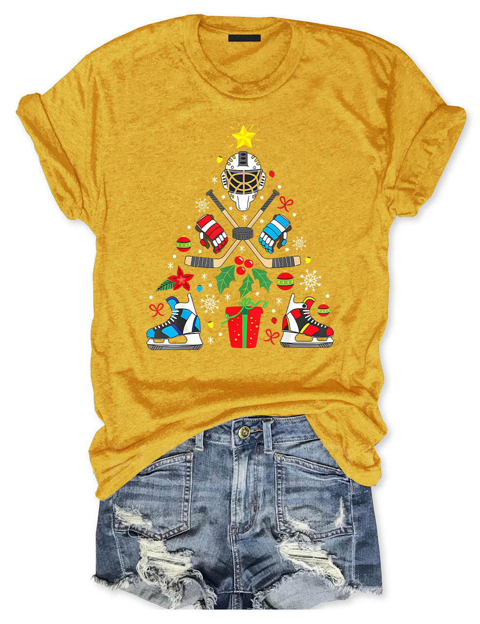 Christmas Ice Hockey Funny T-shirt