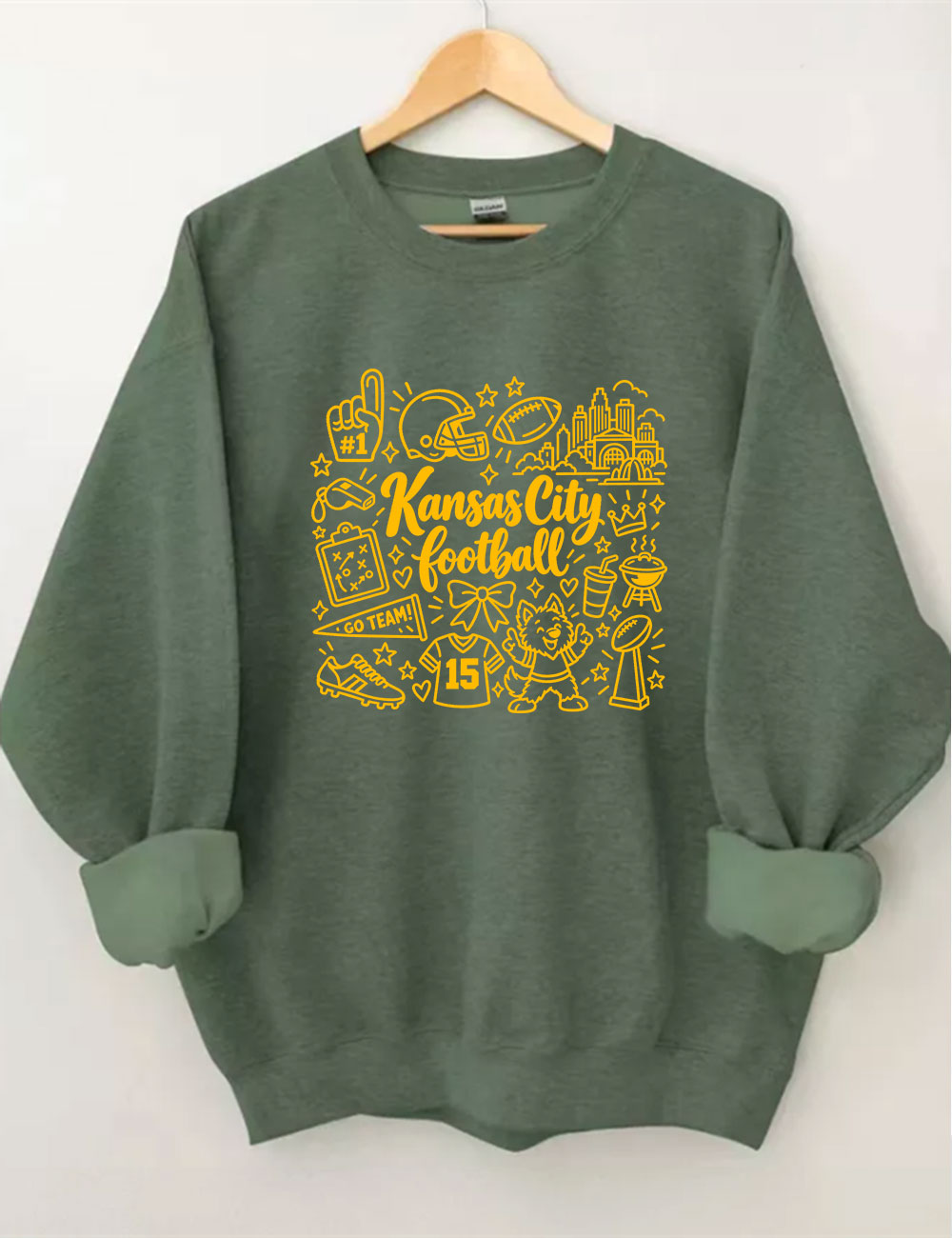 Kansas City Football Doodle Art Sweatshirt