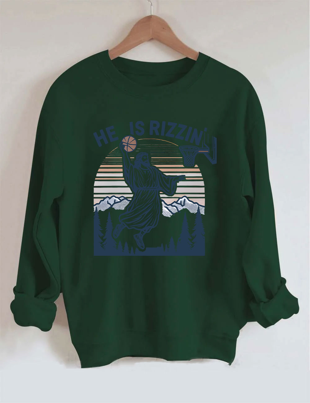 He is Rizzin Funny Jesus Playing Basketball Sweatshirt