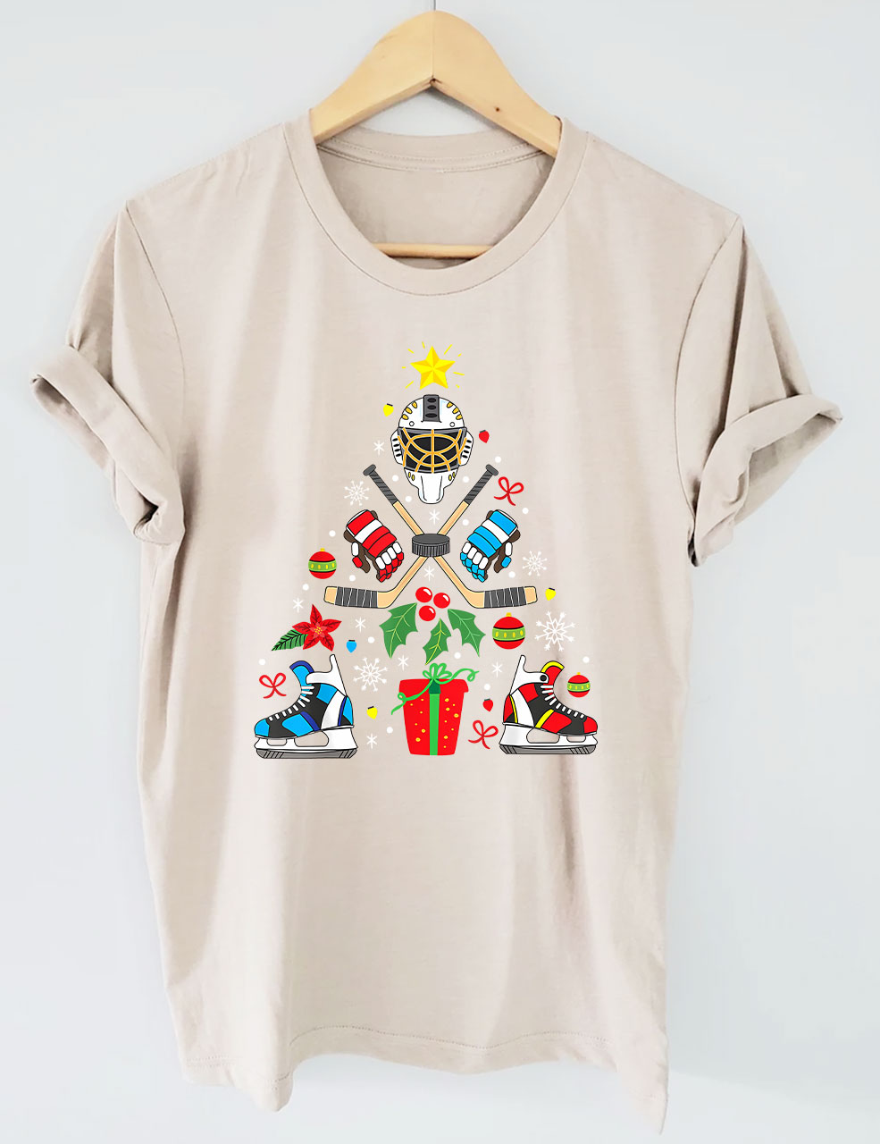 Christmas Ice Hockey Funny T-shirt