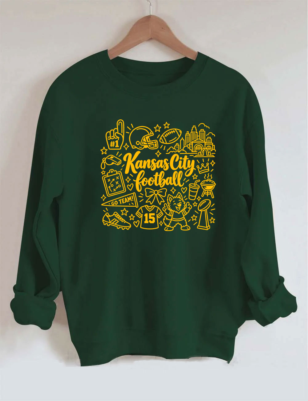 Kansas City Football Doodle Art Sweatshirt