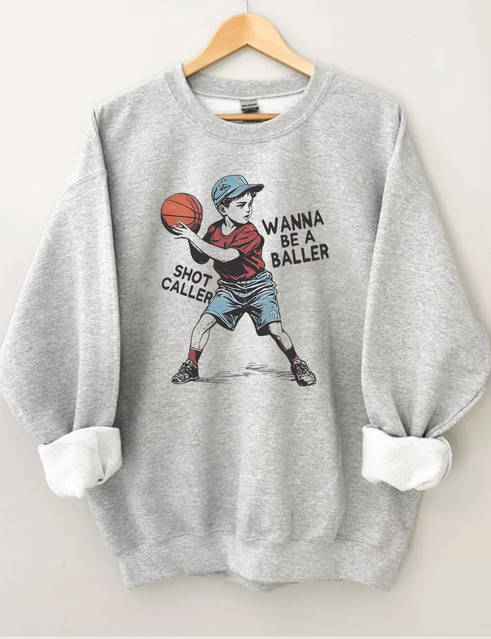 Wanna be a baller shot caller Retro Basketball Sweatshirt
