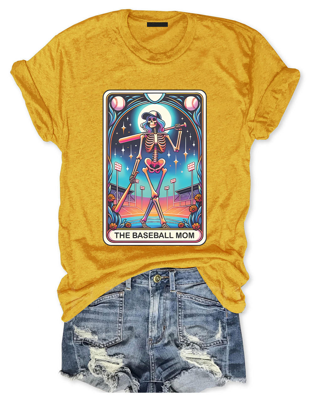 Skeleton Baseball Mom Tarot Card T-shirt