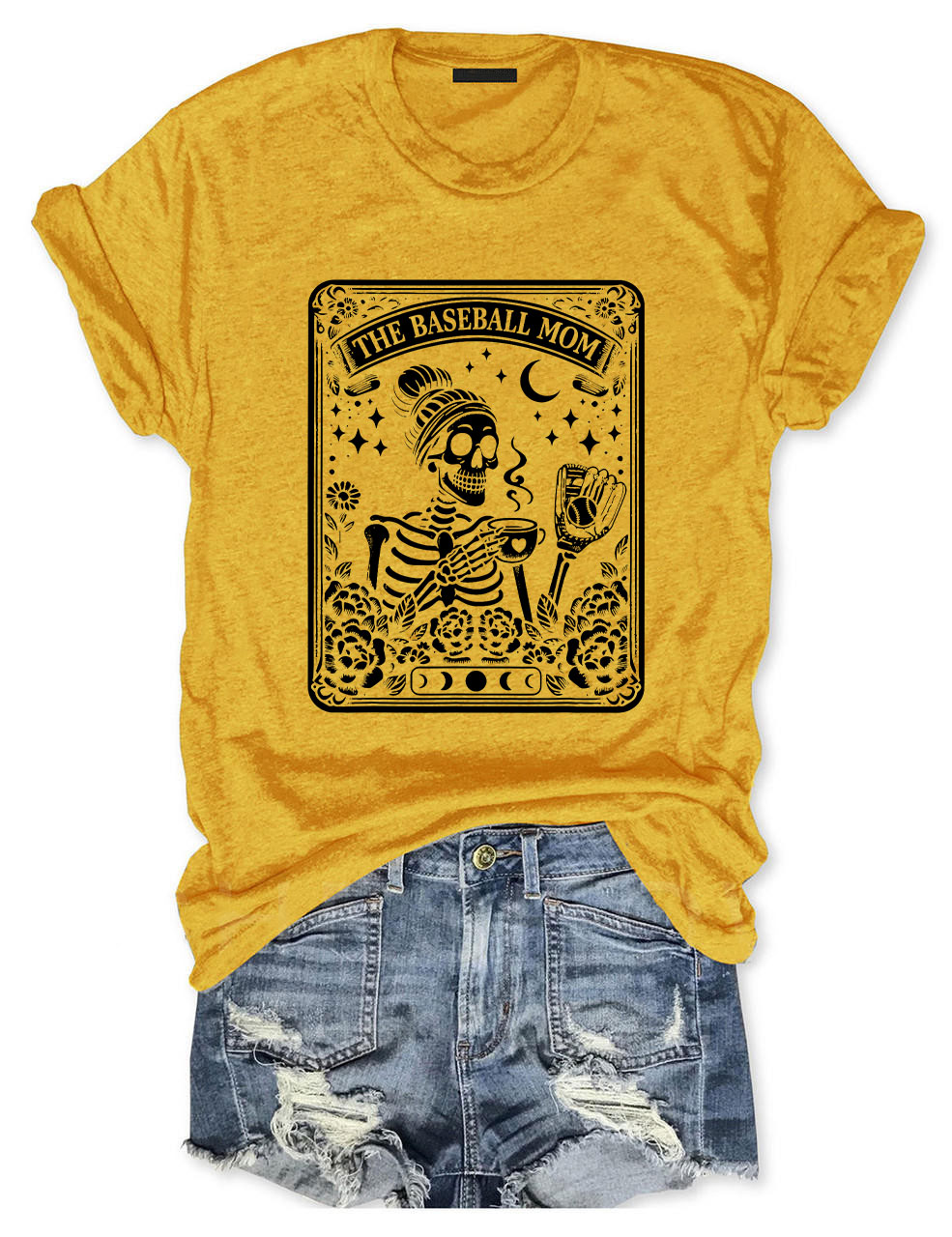 Funny Skeleton Baseball Mom Tarot Card T-shirt