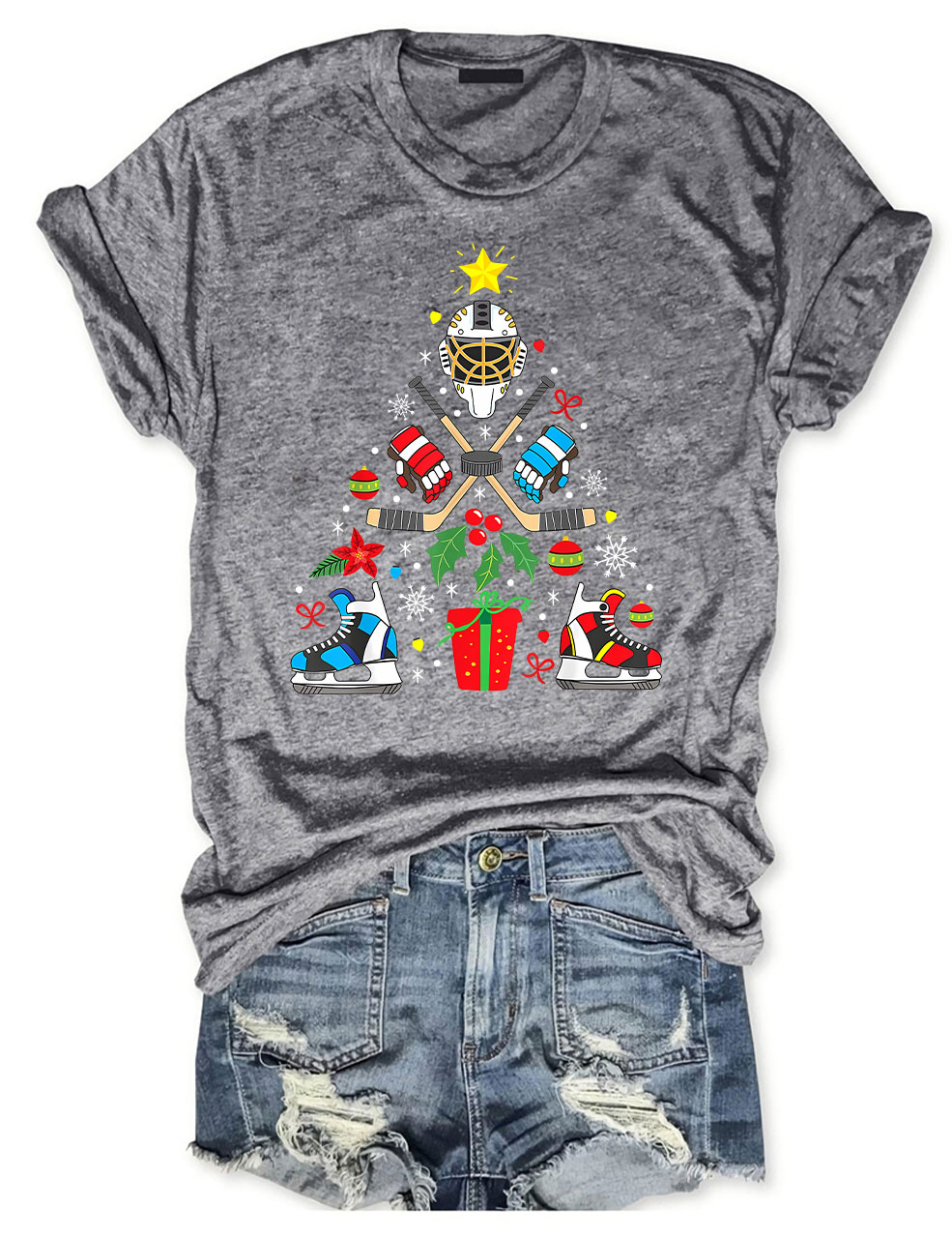 Christmas Ice Hockey Funny T-shirt