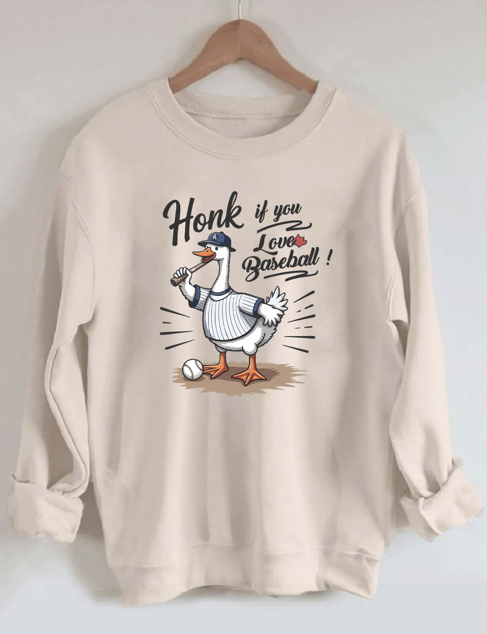 Honk If You Love Baseball Funny Goose Sweatshirt