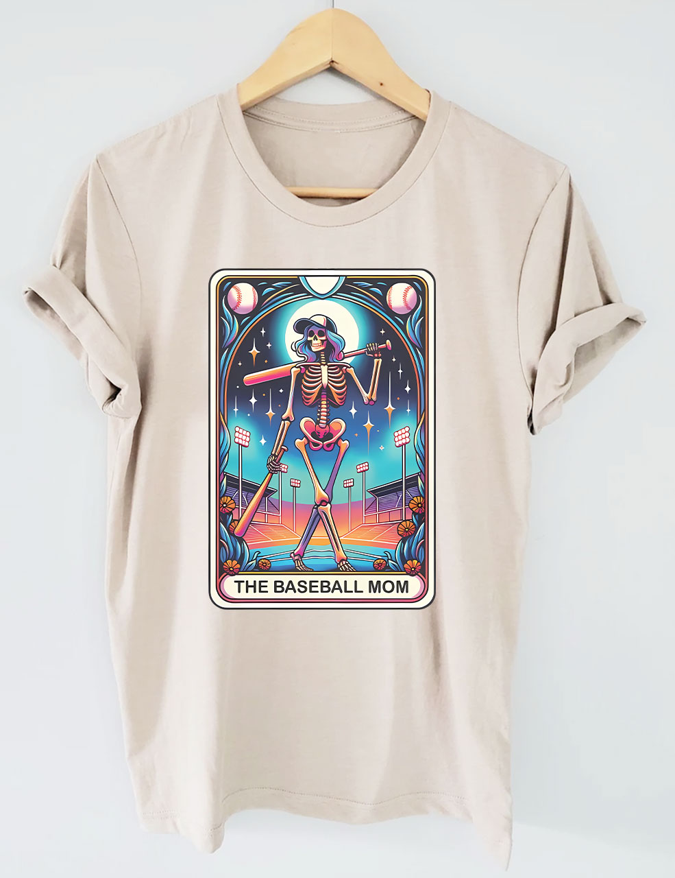 Skeleton Baseball Mom Tarot Card T-shirt