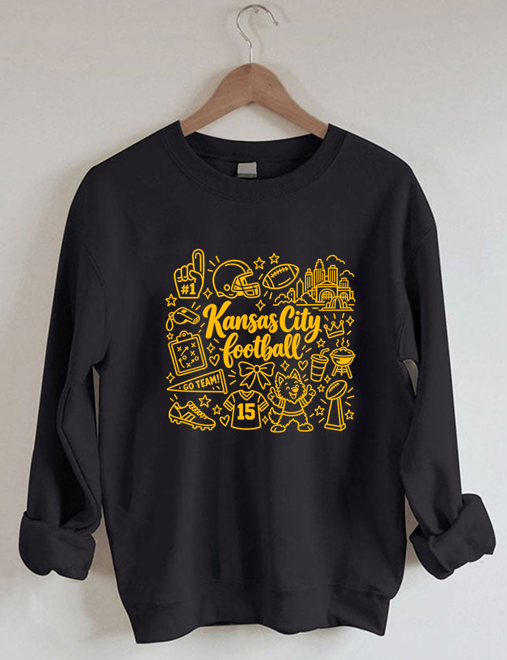 Kansas City Football Doodle Art Sweatshirt