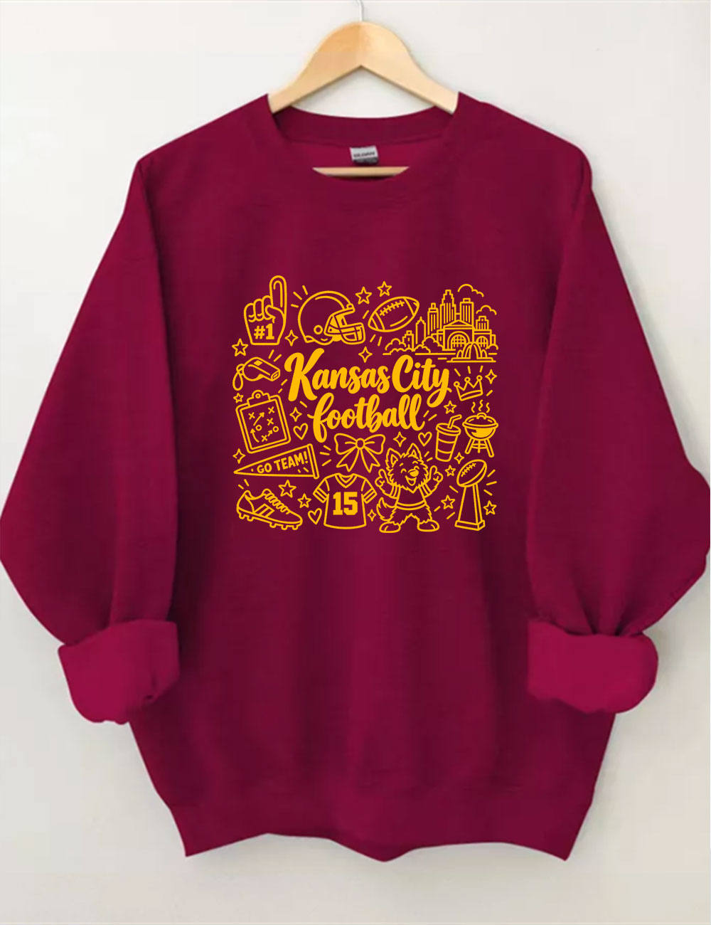 Kansas City Football Doodle Art Sweatshirt
