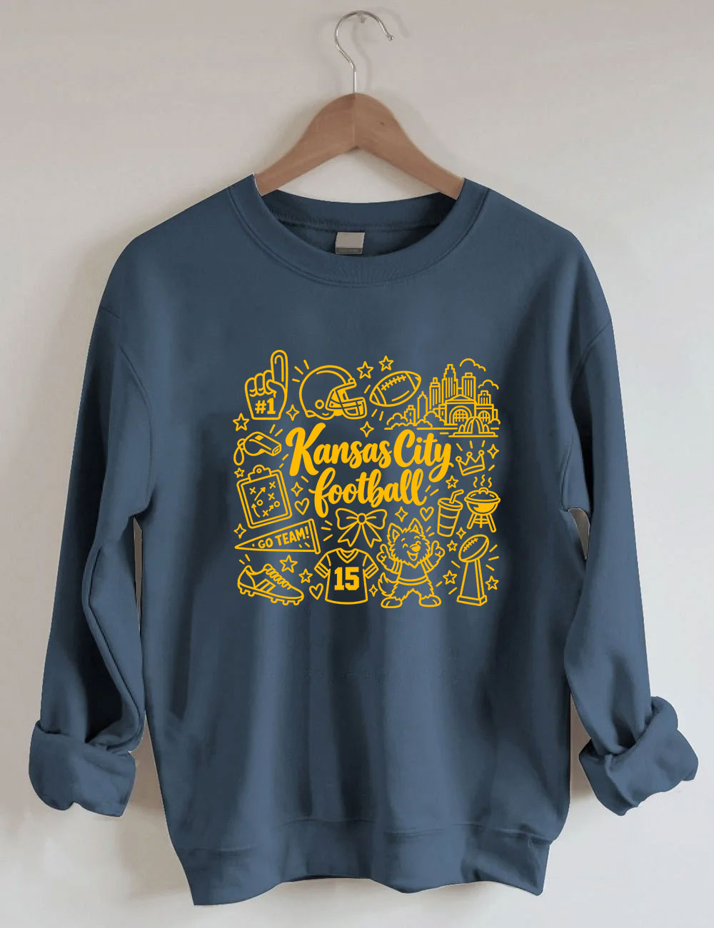 Kansas City Football Doodle Art Sweatshirt
