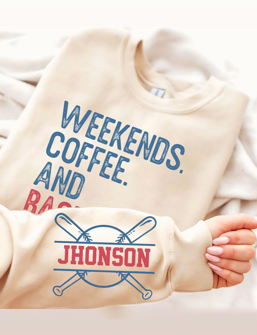 Custom Weekends Coffee Baseball Sweatshirt
