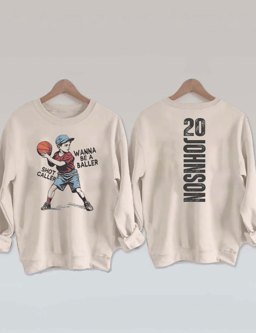 Custom Wanna be a baller shot caller Retro Basketball Sweatshirt