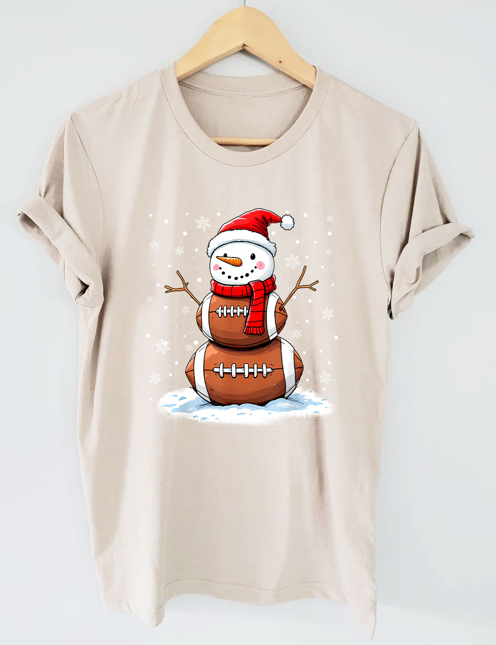 Football Christmas Snowman T-shirt