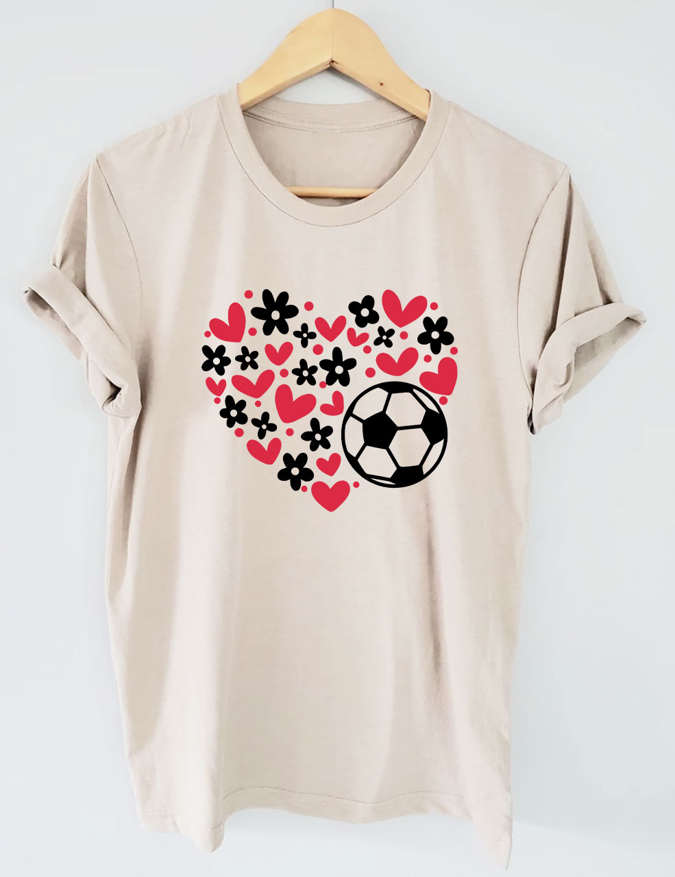 Custom  Floral Heart Soccer T-shirt