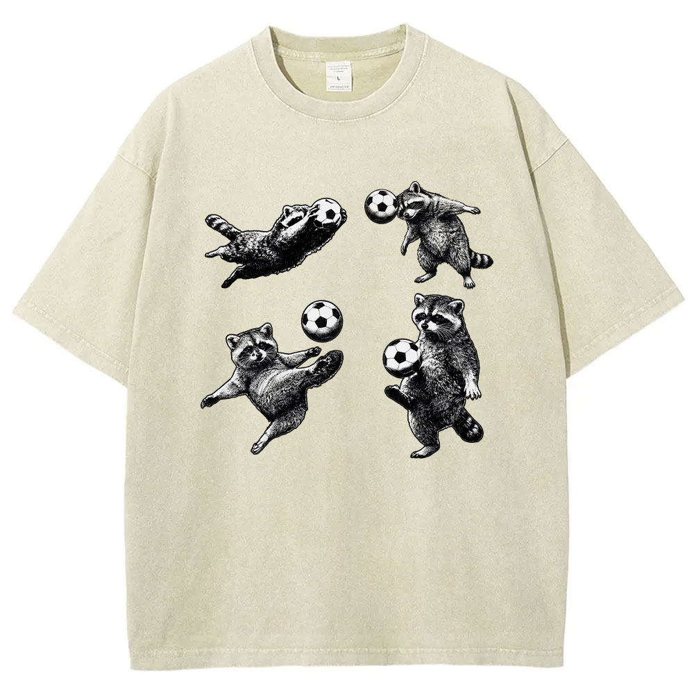 Funny Raccoon Soccer Mom Washed T-shirt