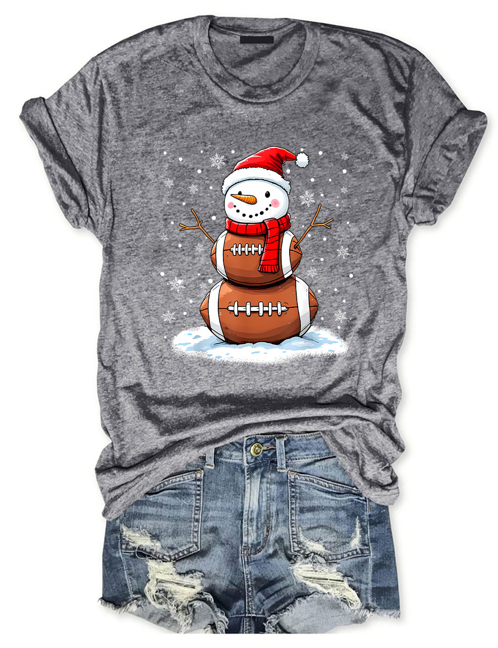 Football Christmas Snowman T-shirt