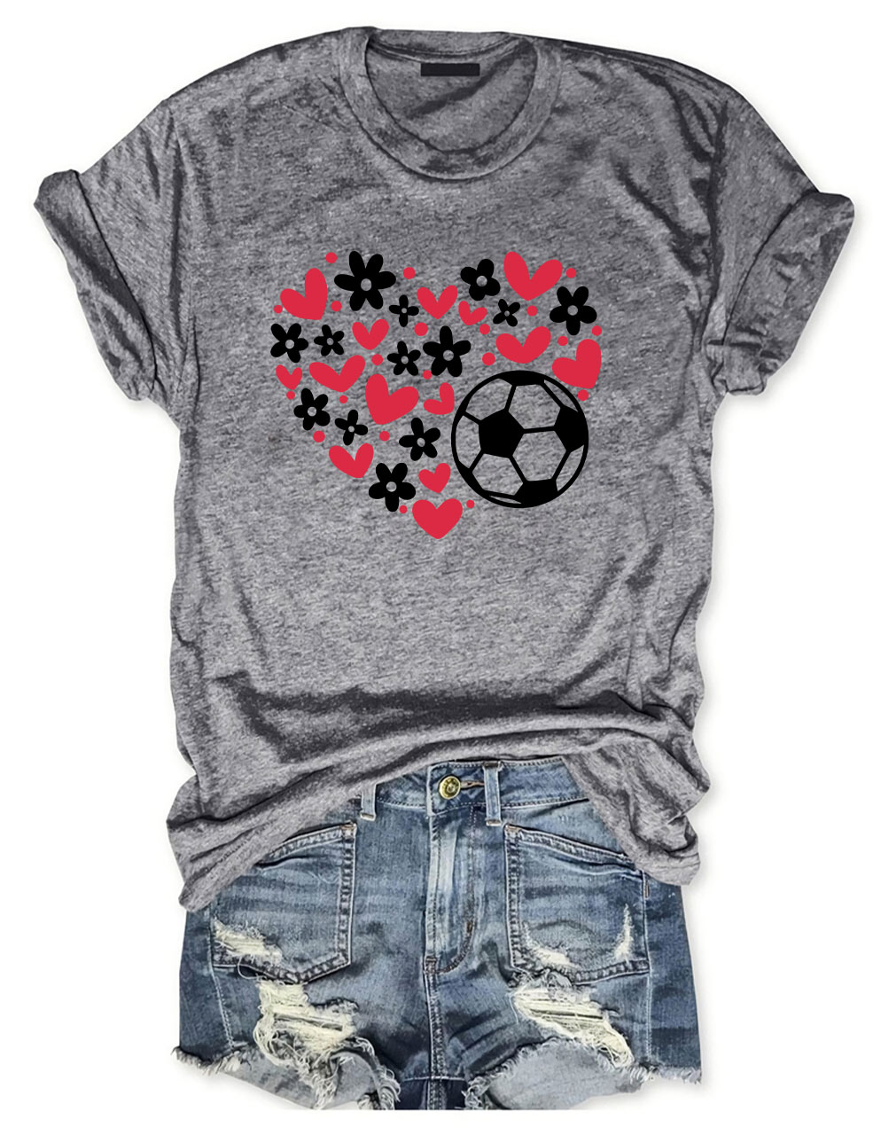 Custom  Floral Heart Soccer T-shirt