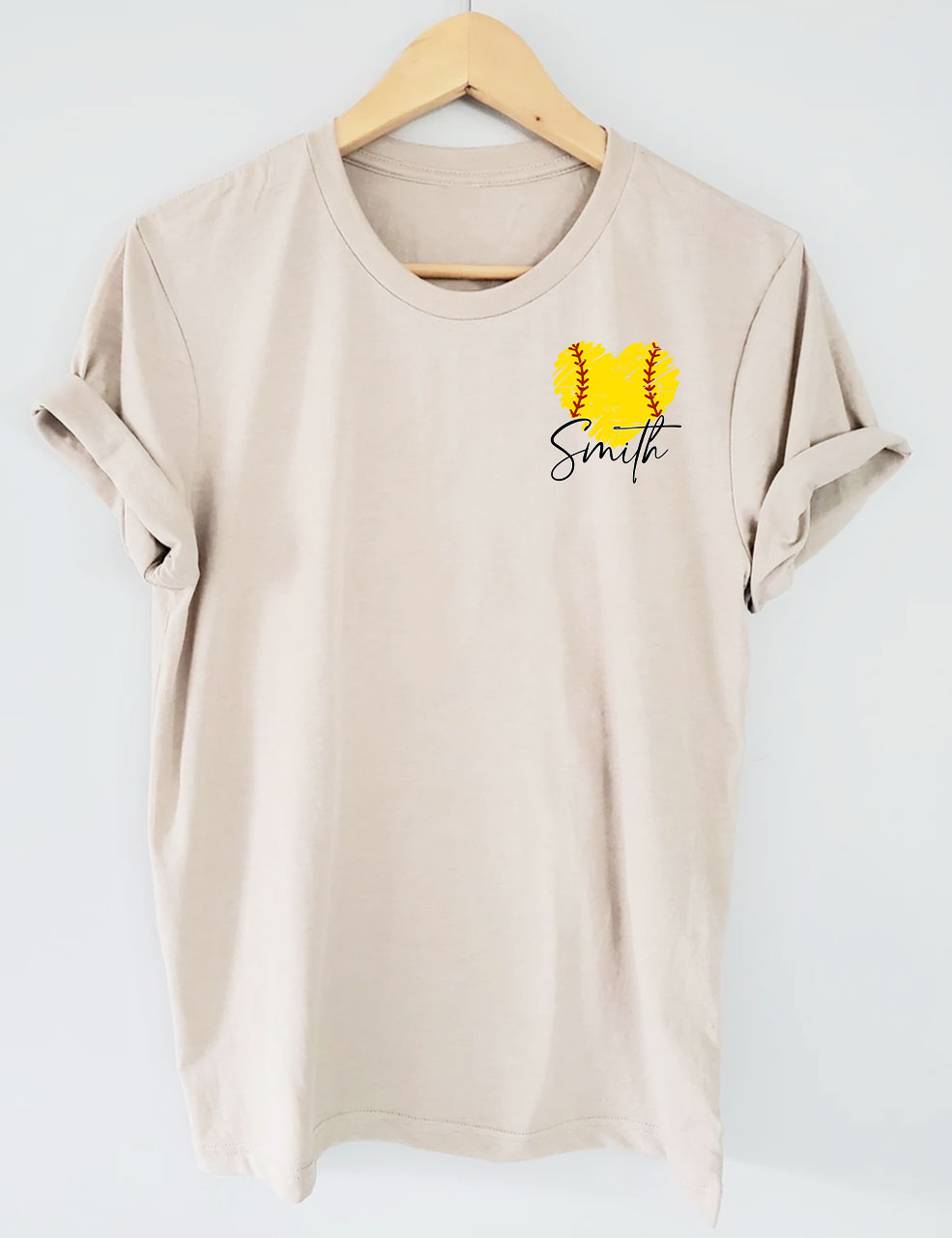 Custom Softball Heart Funny T-shirt