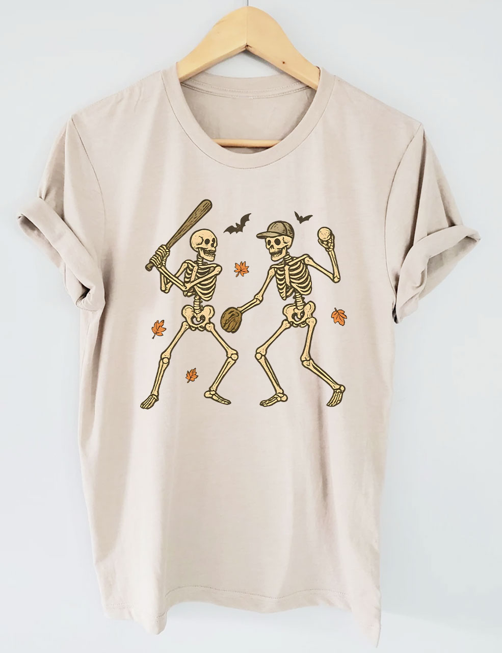 Skeleton Baseball Halloween Funny T-Shirt