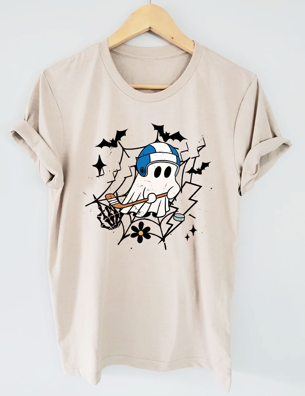 Halloween Hockey Ghost Funny T-shirt