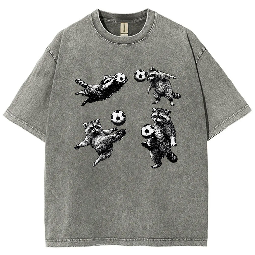 Funny Raccoon Soccer Mom Washed T-shirt