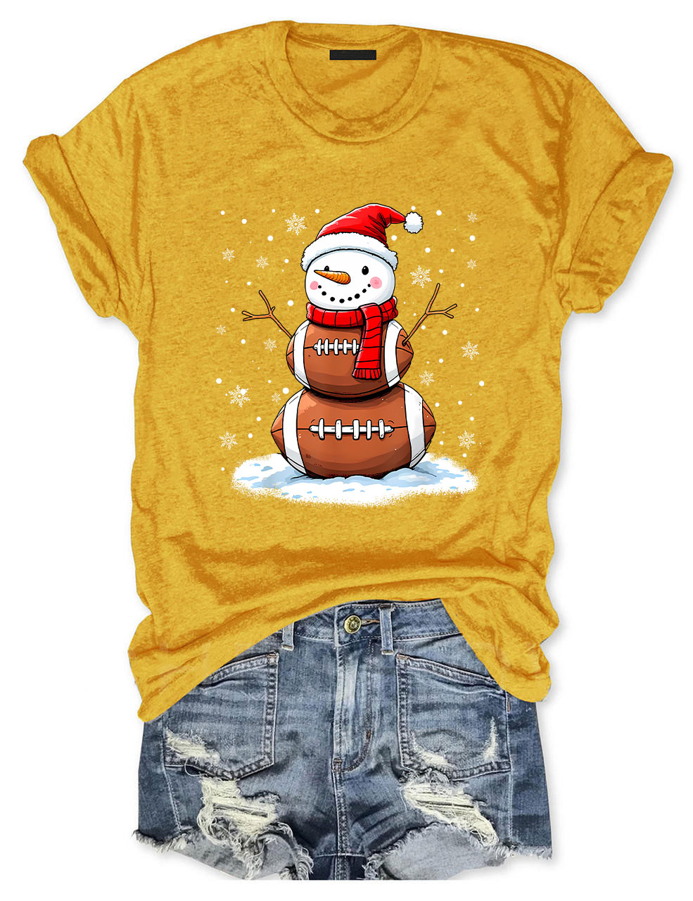 Football Christmas Snowman T-shirt