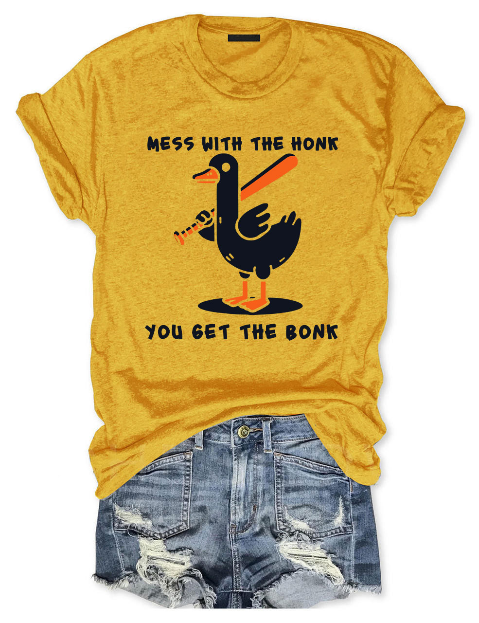 Mess With The Honk You Get The Bonk Funny Goose Baseball T-shirt