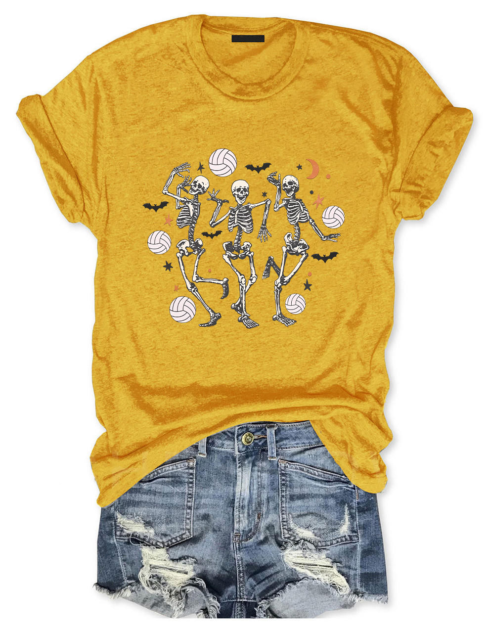 Dancing Skeletons Funny Halloween Volleyball T-shirt