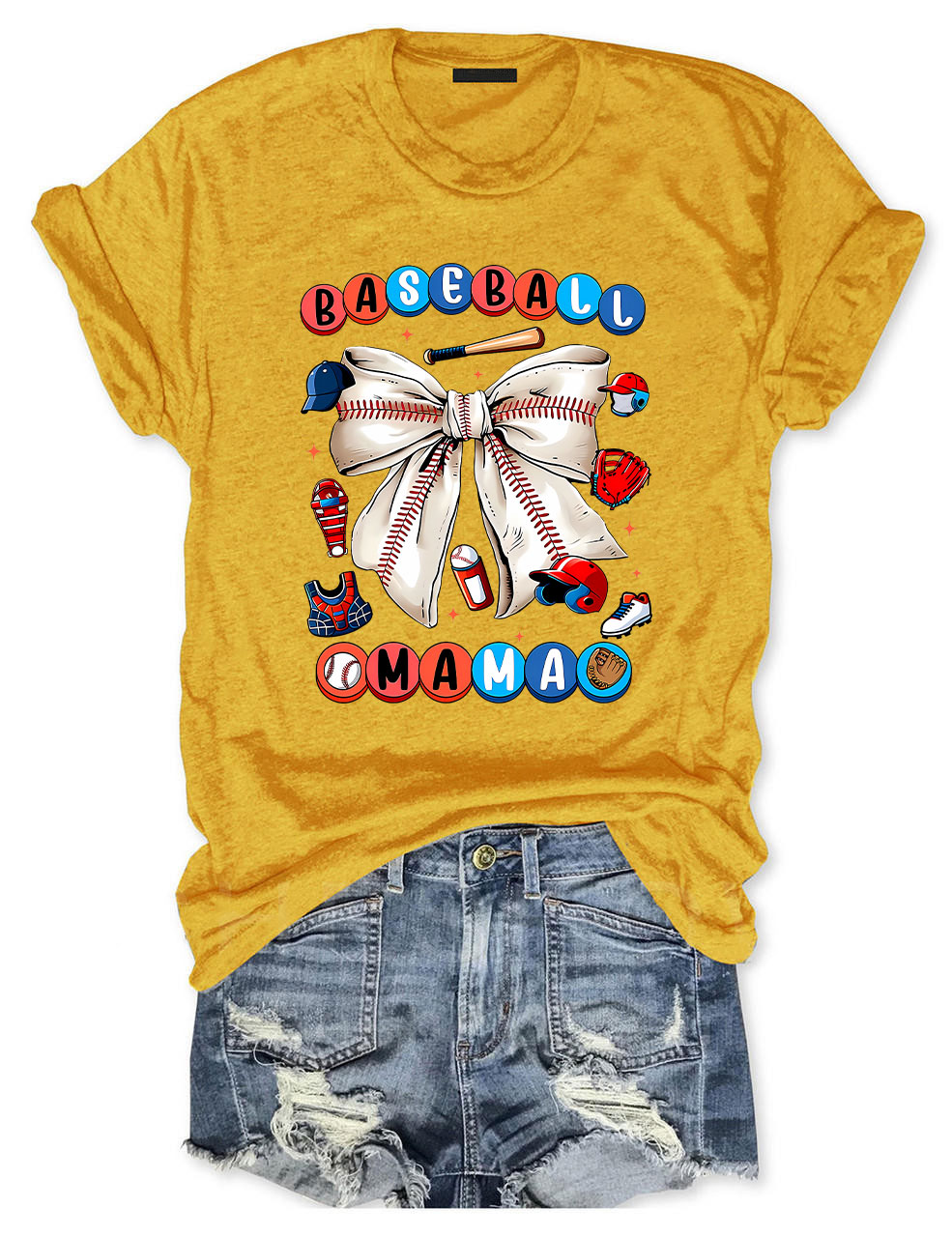 Coquette Bow Baseball Mama T-Shirt