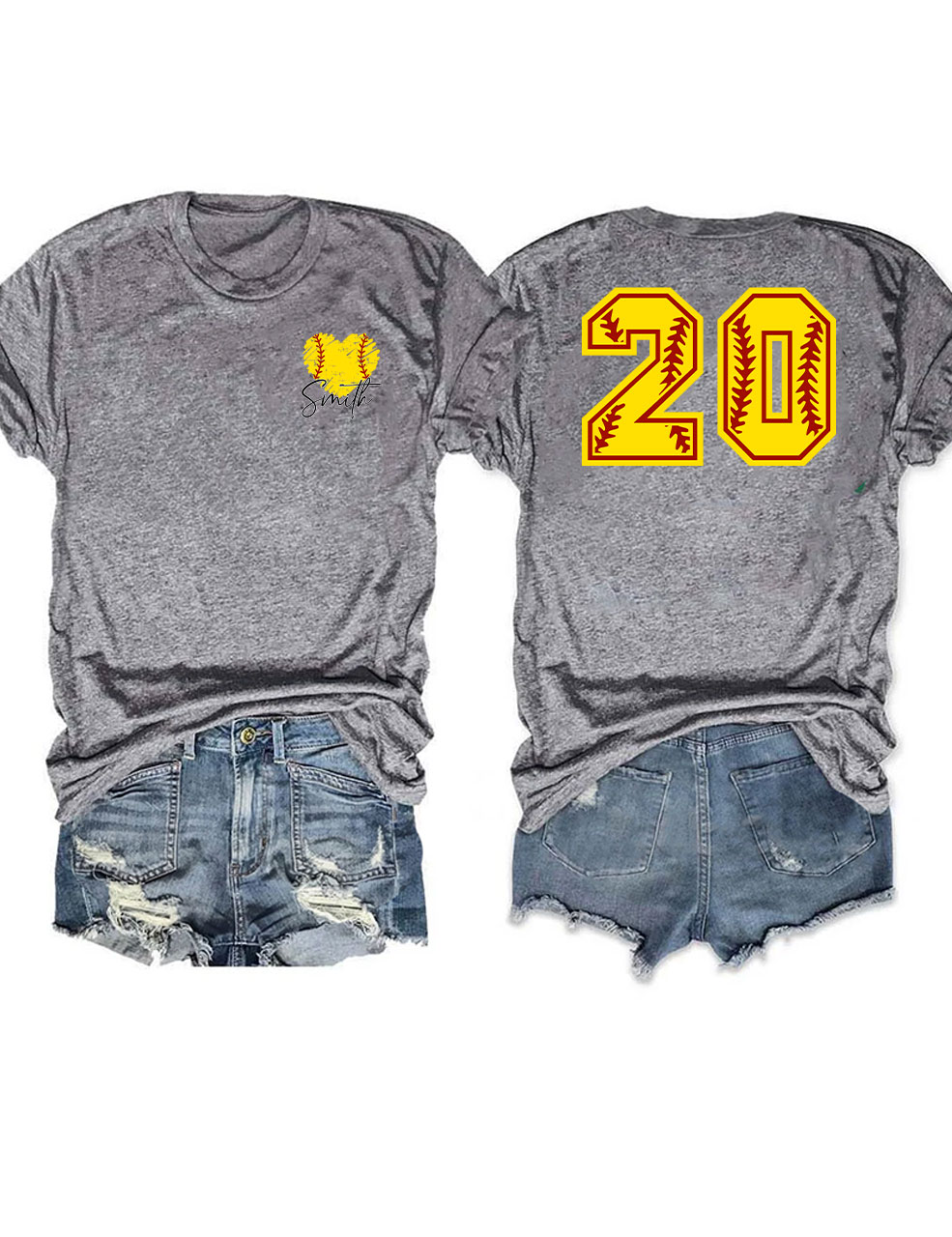 Custom Softball Heart Funny T-shirt