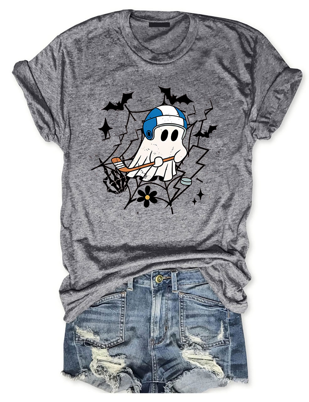Halloween Hockey Ghost Funny T-shirt