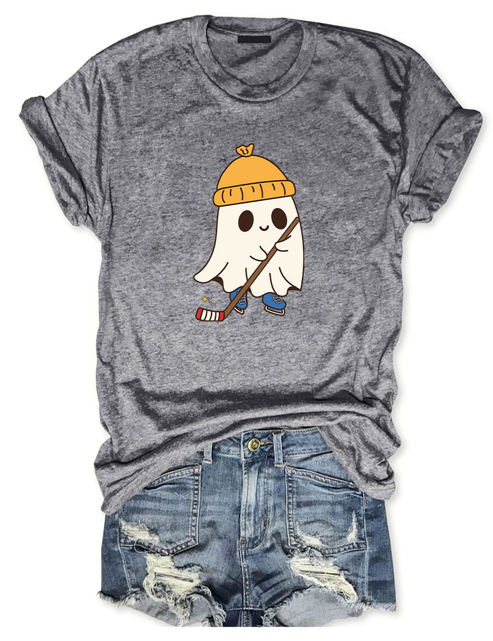 Halloween Ghost Hockey Funny T-shirt