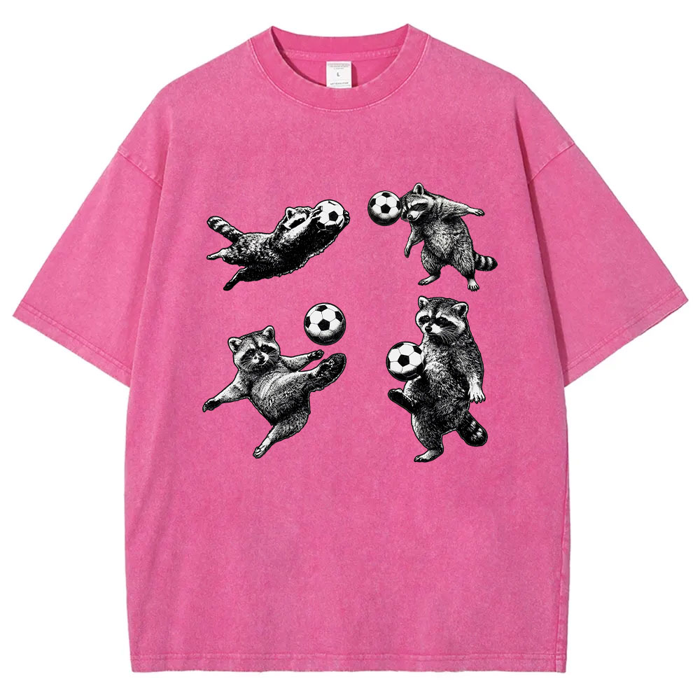 Funny Raccoon Soccer Mom Washed T-shirt