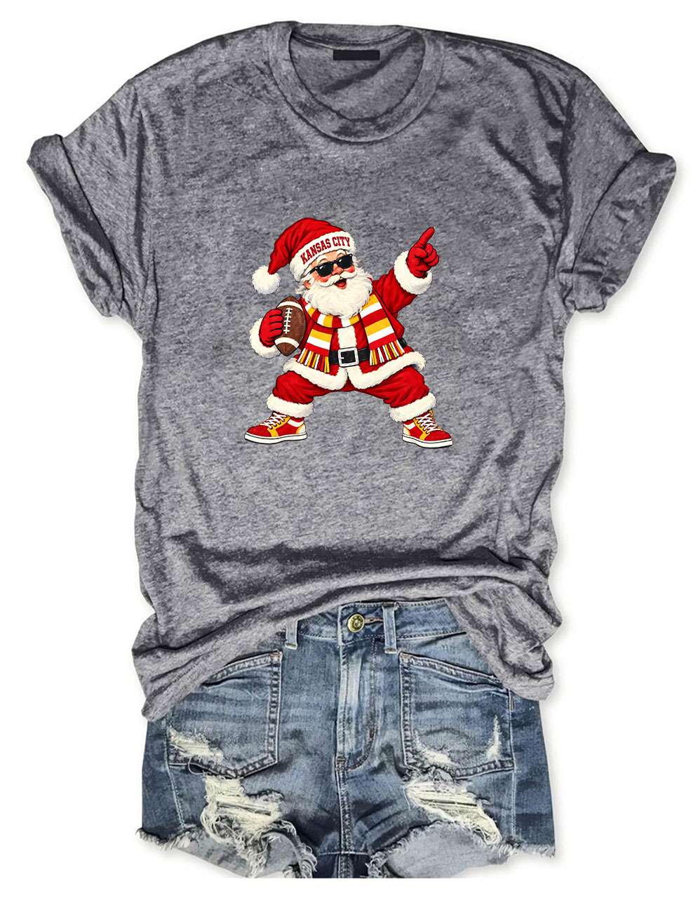 Kansas City Football Santa T-Shirt