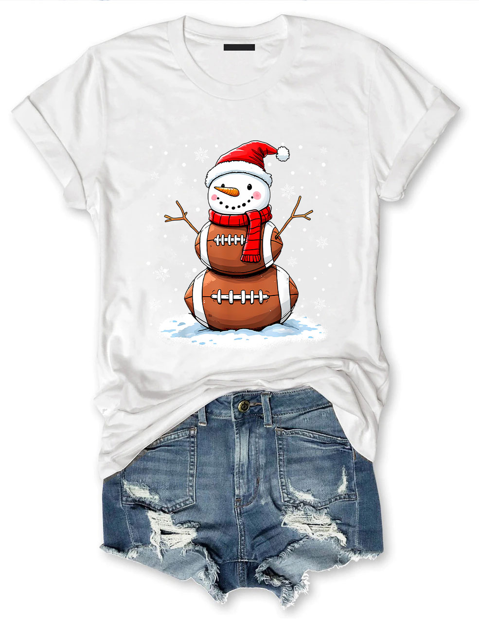 Football Christmas Snowman T-shirt