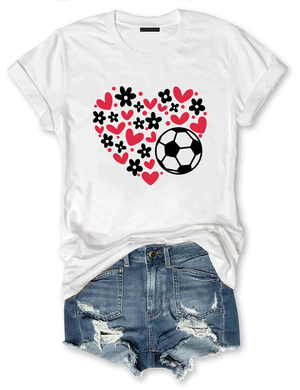 Custom  Floral Heart Soccer T-shirt