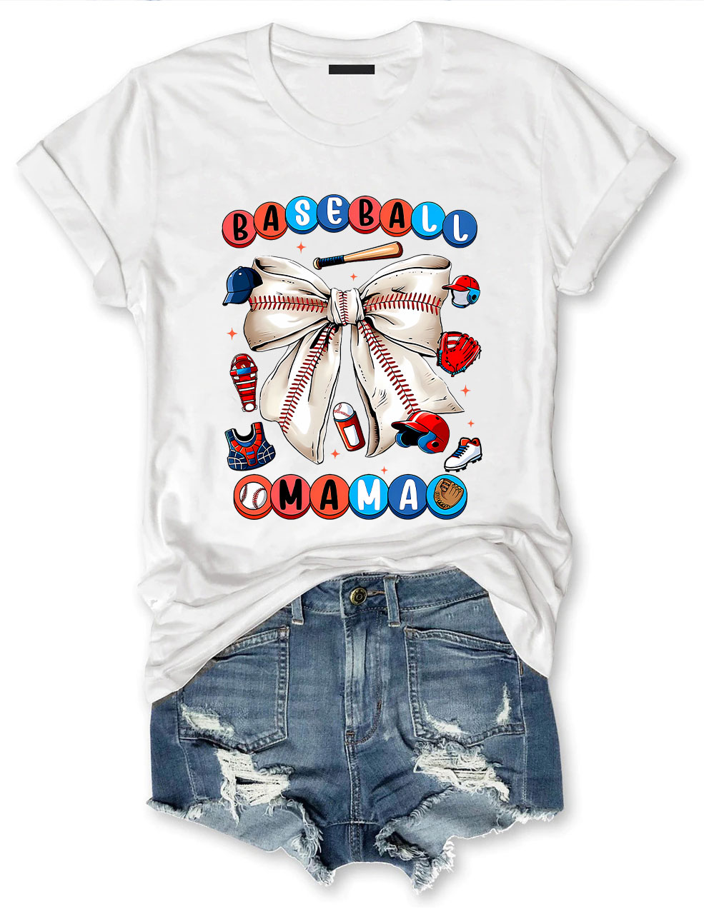 Coquette Bow Baseball Mama T-Shirt