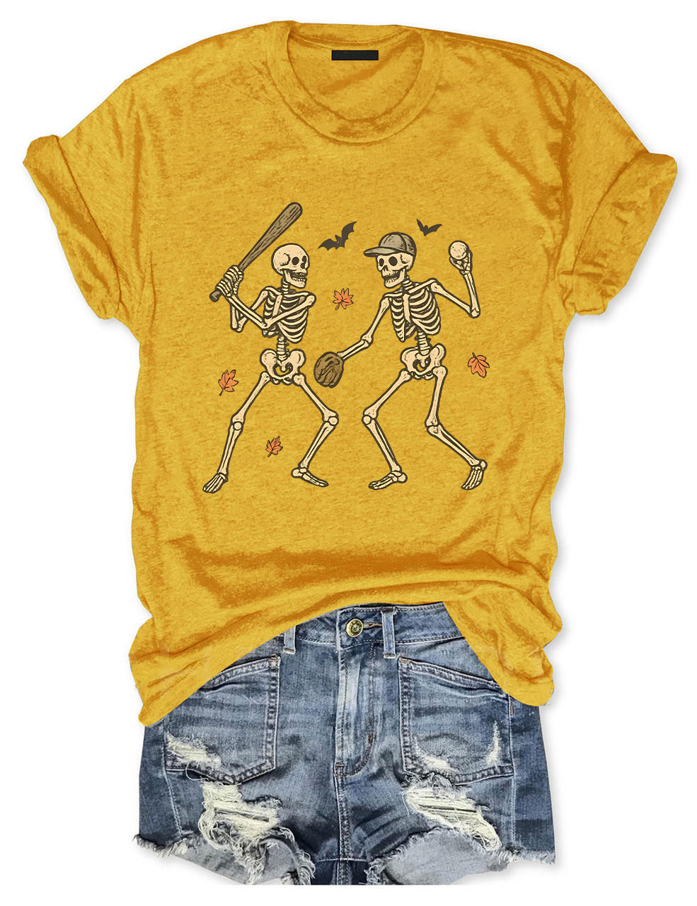 Skeleton Baseball Halloween Funny T-Shirt