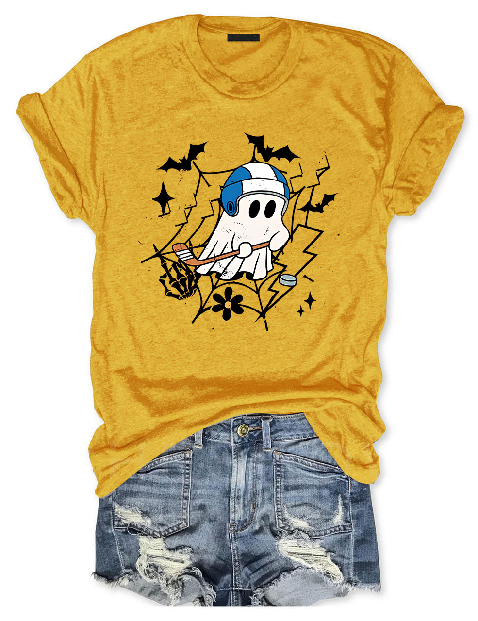 Halloween Hockey Ghost Funny T-shirt