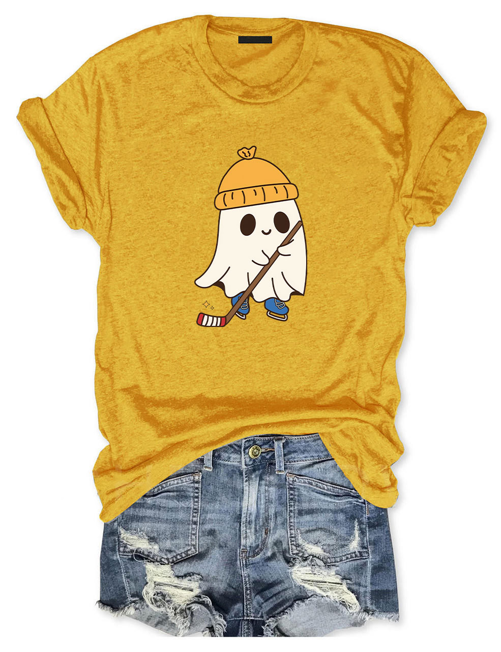 Halloween Ghost Hockey Funny T-shirt