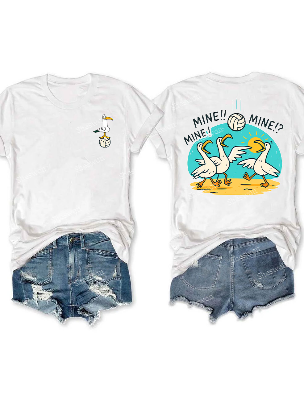 Mine Mine Mine Seagull Funny Volleyball T-shirt