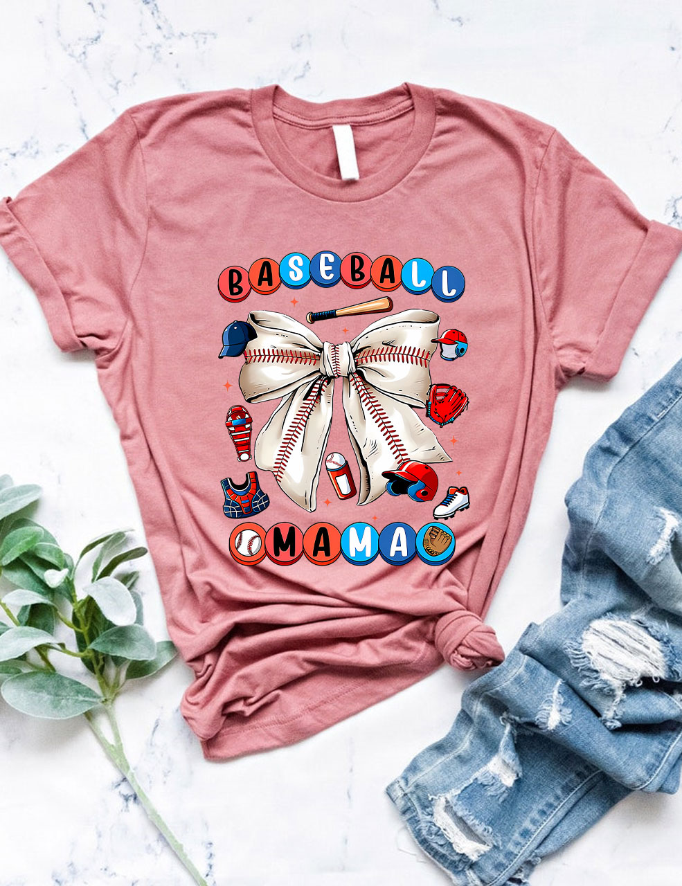 Coquette Bow Baseball Mama T-Shirt