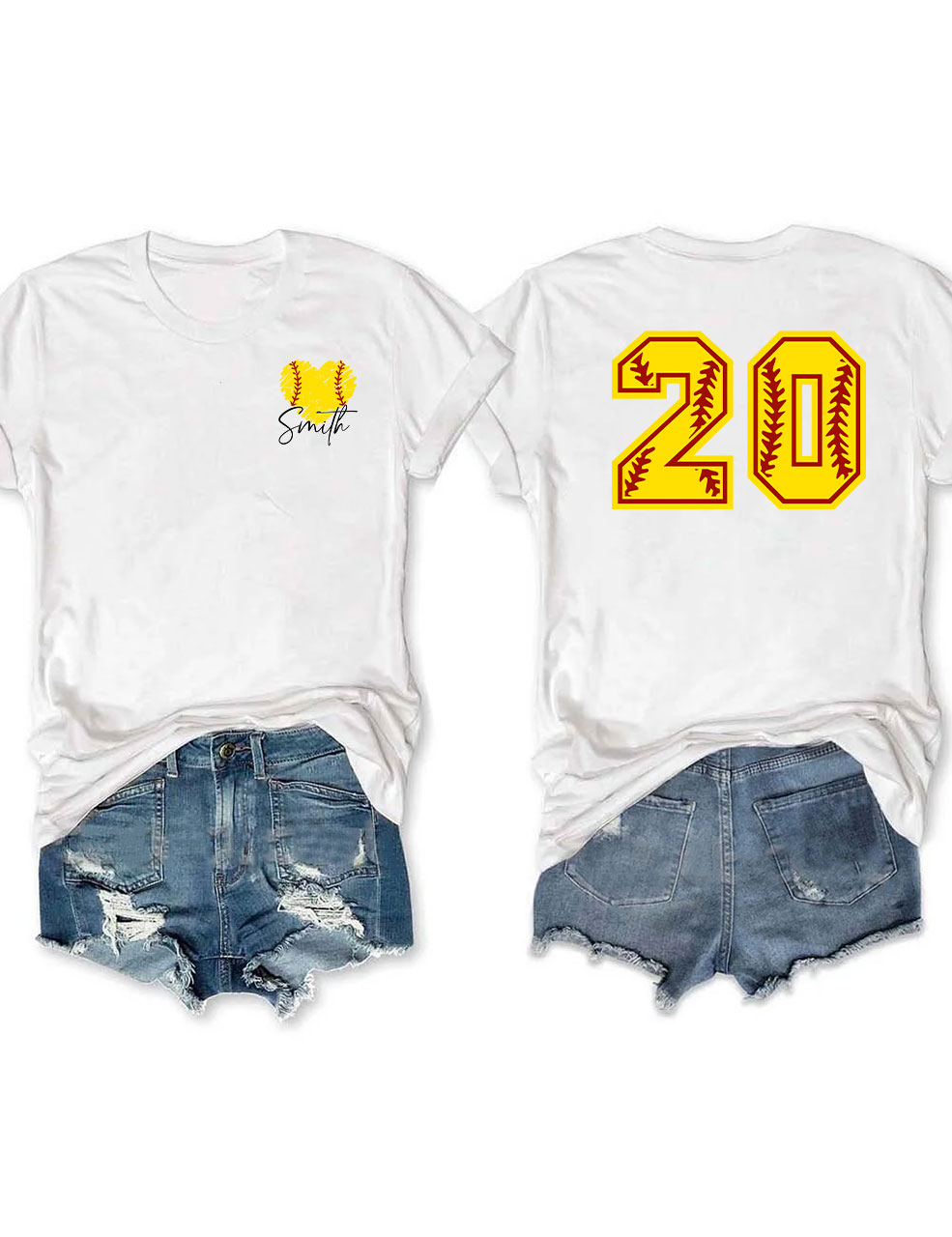 Custom Softball Heart Funny T-shirt