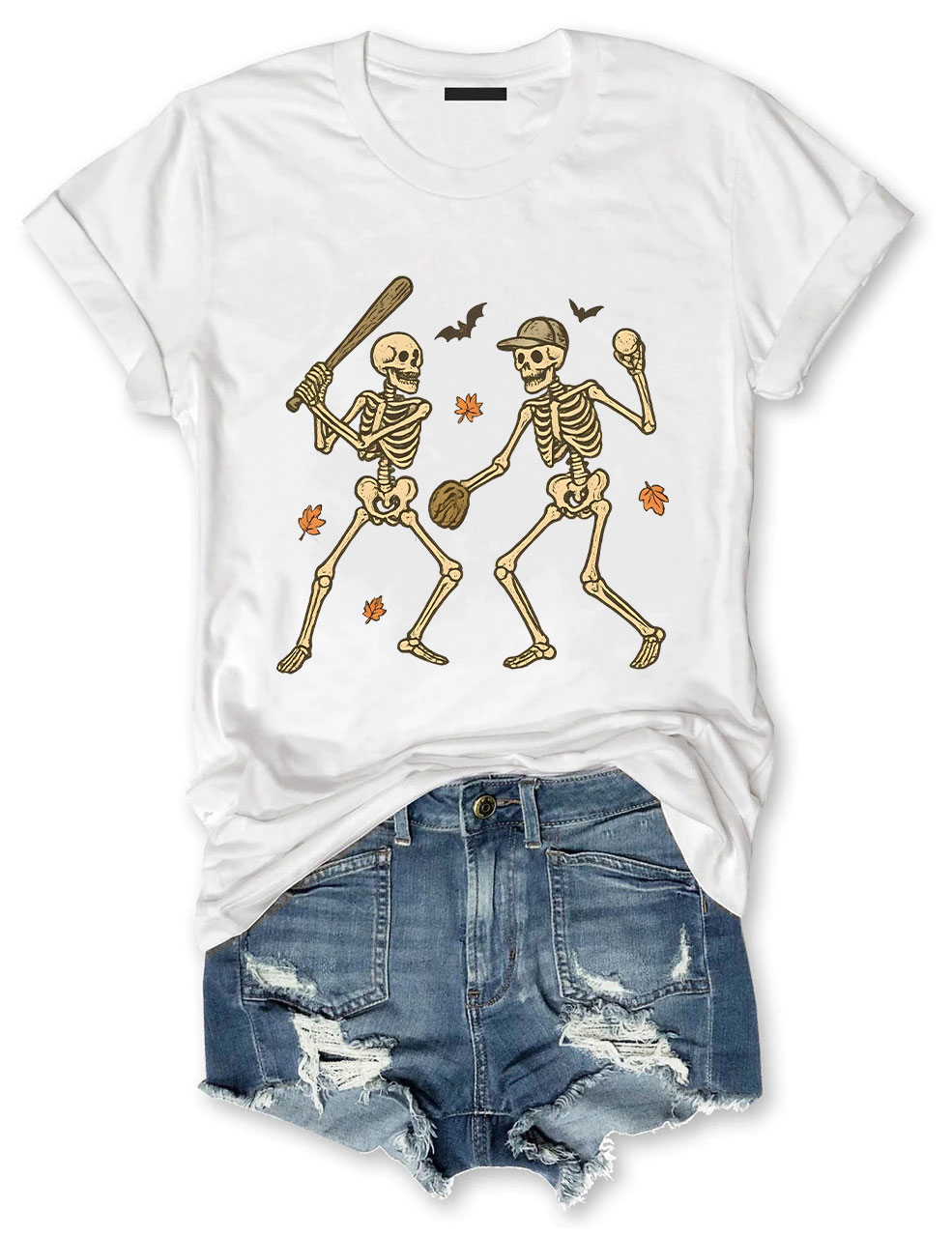 Skeleton Baseball Halloween Funny T-Shirt